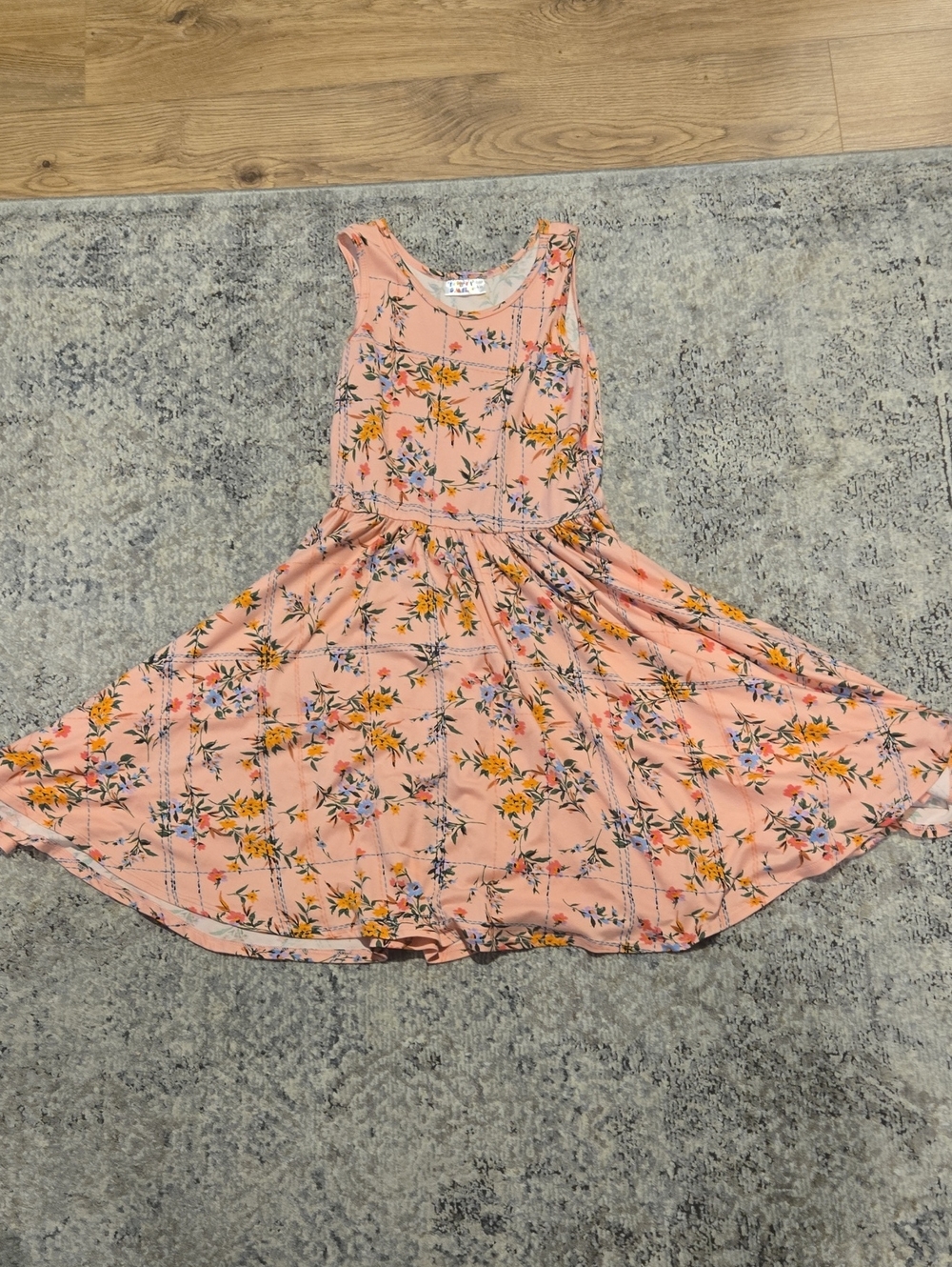 Dot Dot Smile Peach Floral Sleeveless Twirl Dress